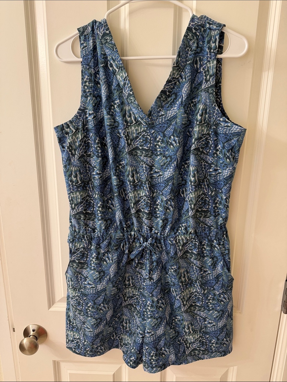 Toad&Co Blue and Navy Printed Sleeveless Romper